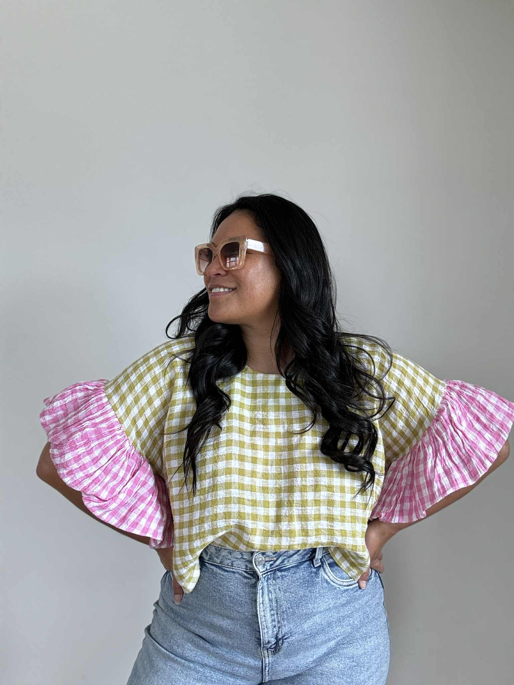 Handmade Gingham Top (Size 16 - 18)