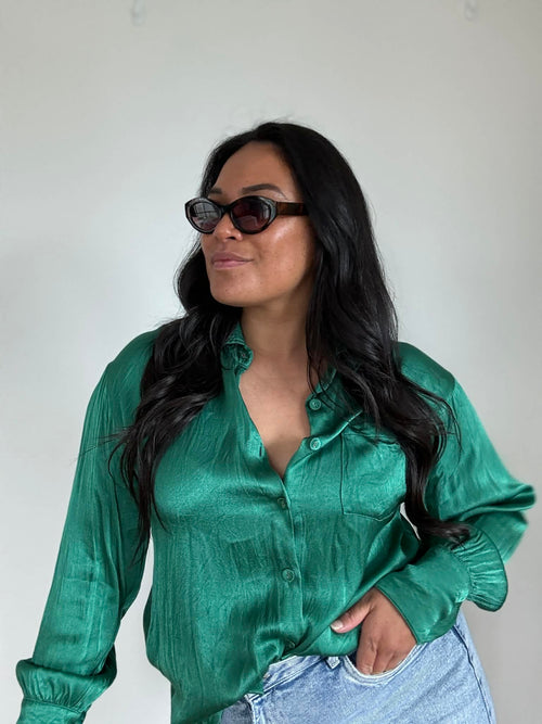 Charlie Holiday Satin Dress Shirt (Size 10 - 12)