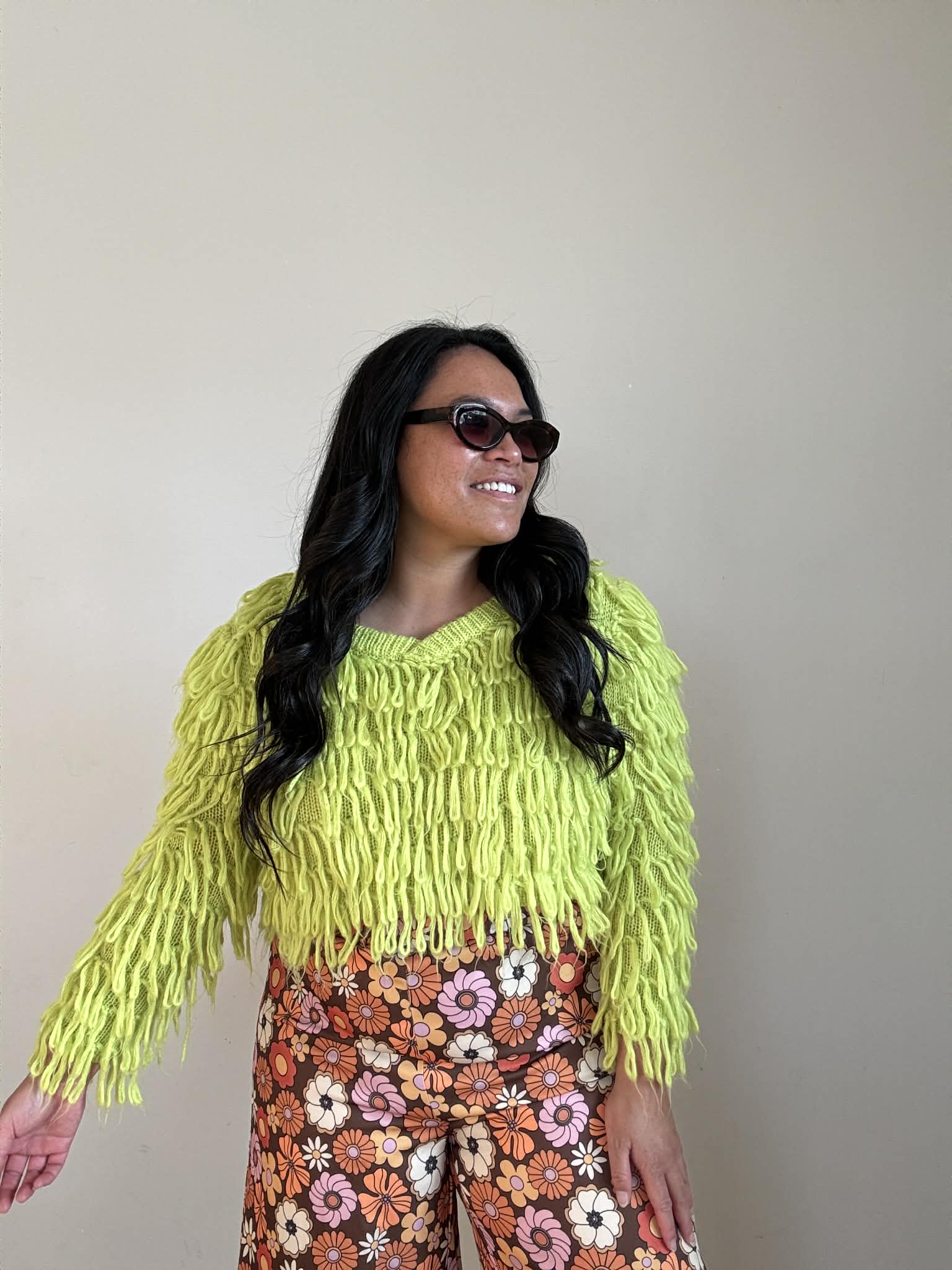 Romwe Floral Bell Bottom Pant (Size 14-16)