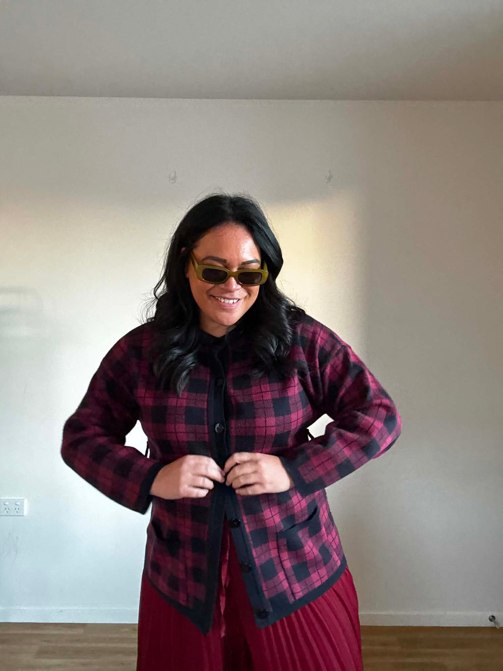 Styleknit Check Cardigan (Size 12 - 16)*