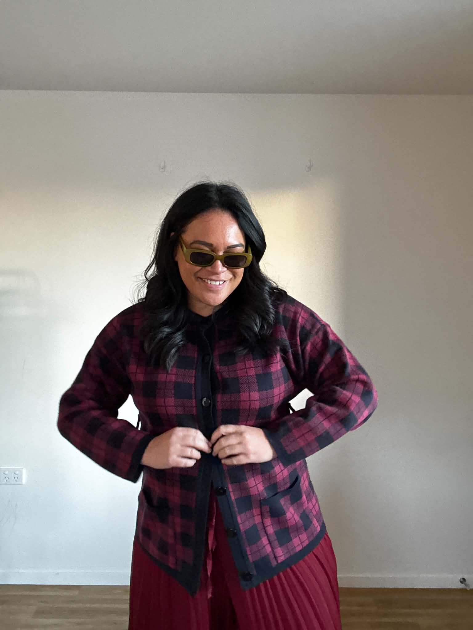 Styleknit Check Cardigan (Size 12 - 16)*