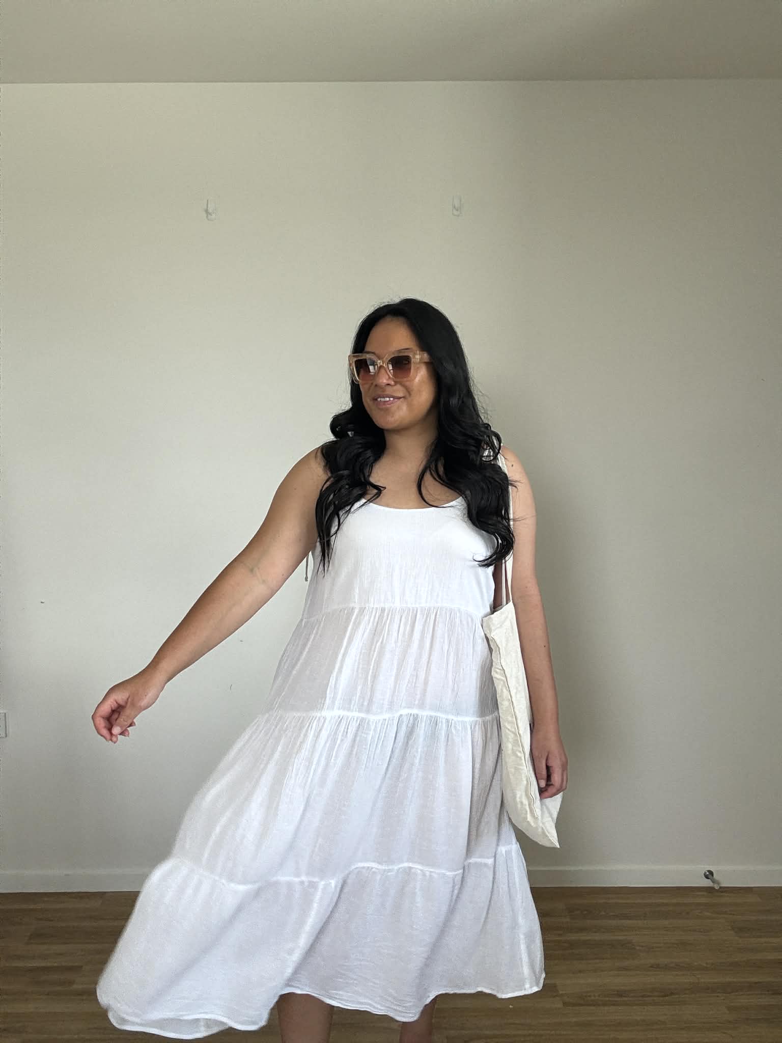 Love by Gap White Tiered Dress (Size 14)