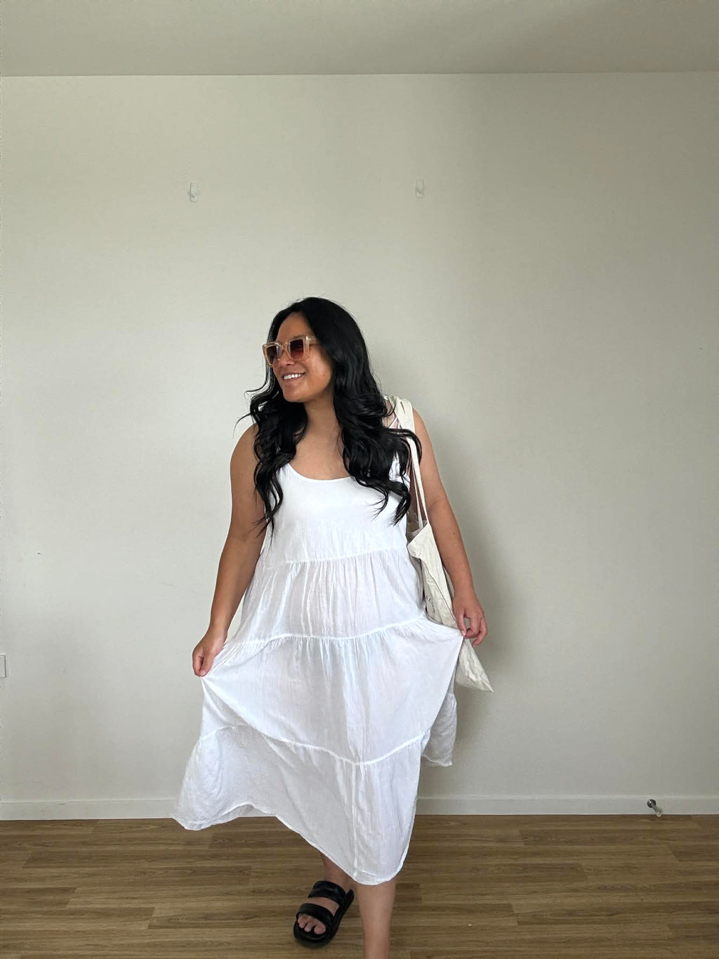 Love by Gap White Tiered Dress (Size 14)