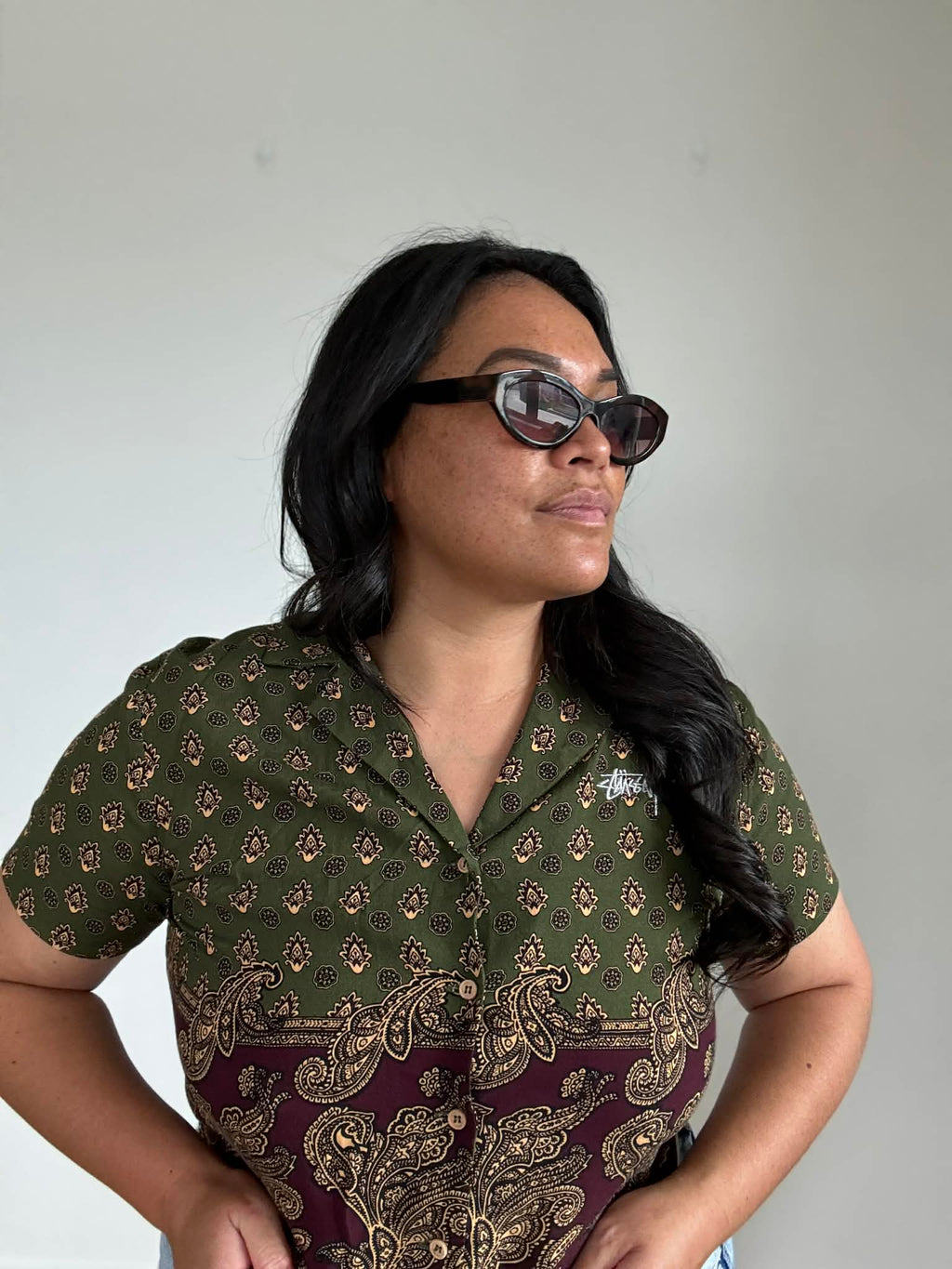 Stussy Crop Dress Shirt (Size 12, oversize 10)