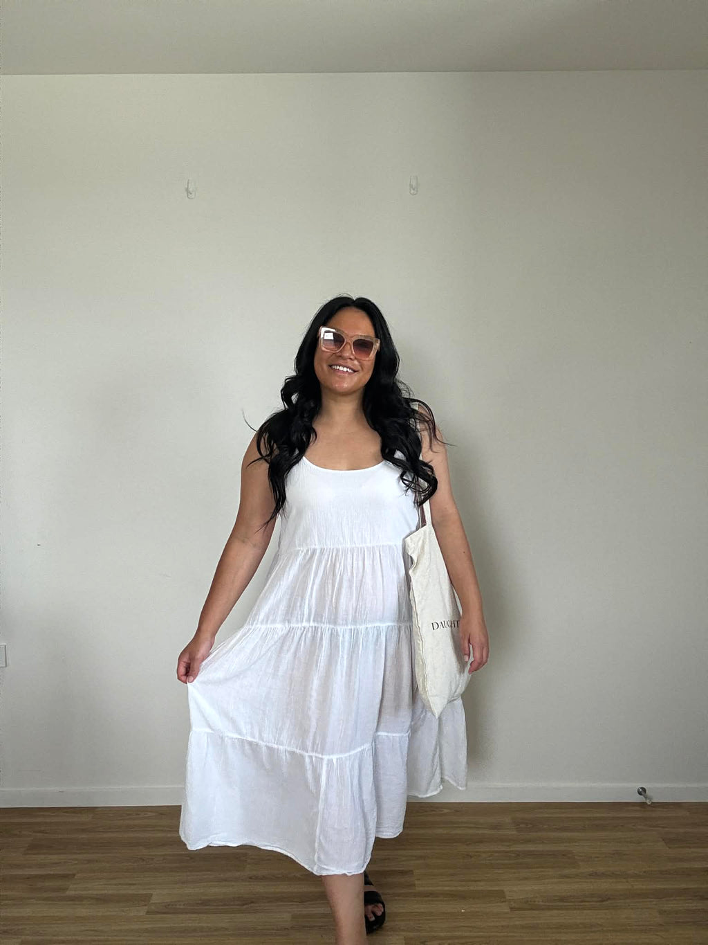 Love by Gap White Tiered Dress (Size 14)