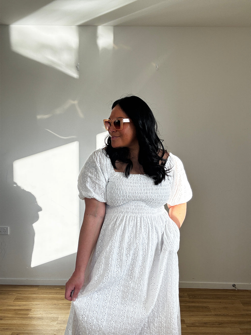 Addison Puff Sleeve Midi Dress (Size 16)