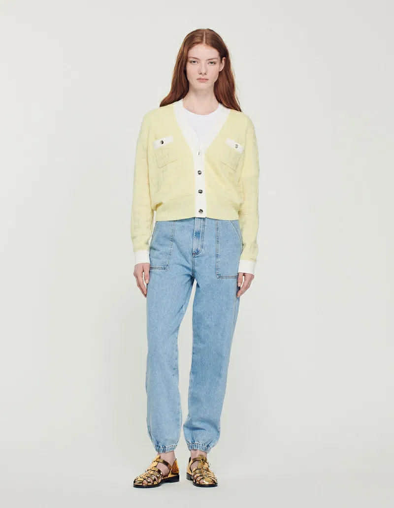 Sandro Butter Yellow Cardigan (Size 6 - 8) *