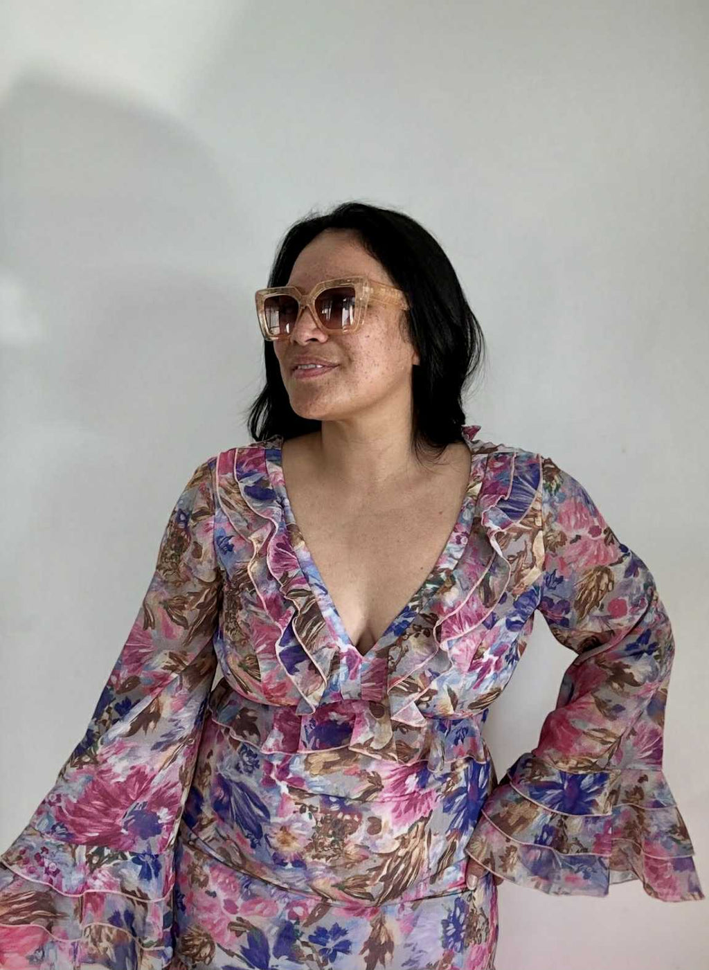 Boohoo Pale Pink Ruffle Maxi (Size 12)