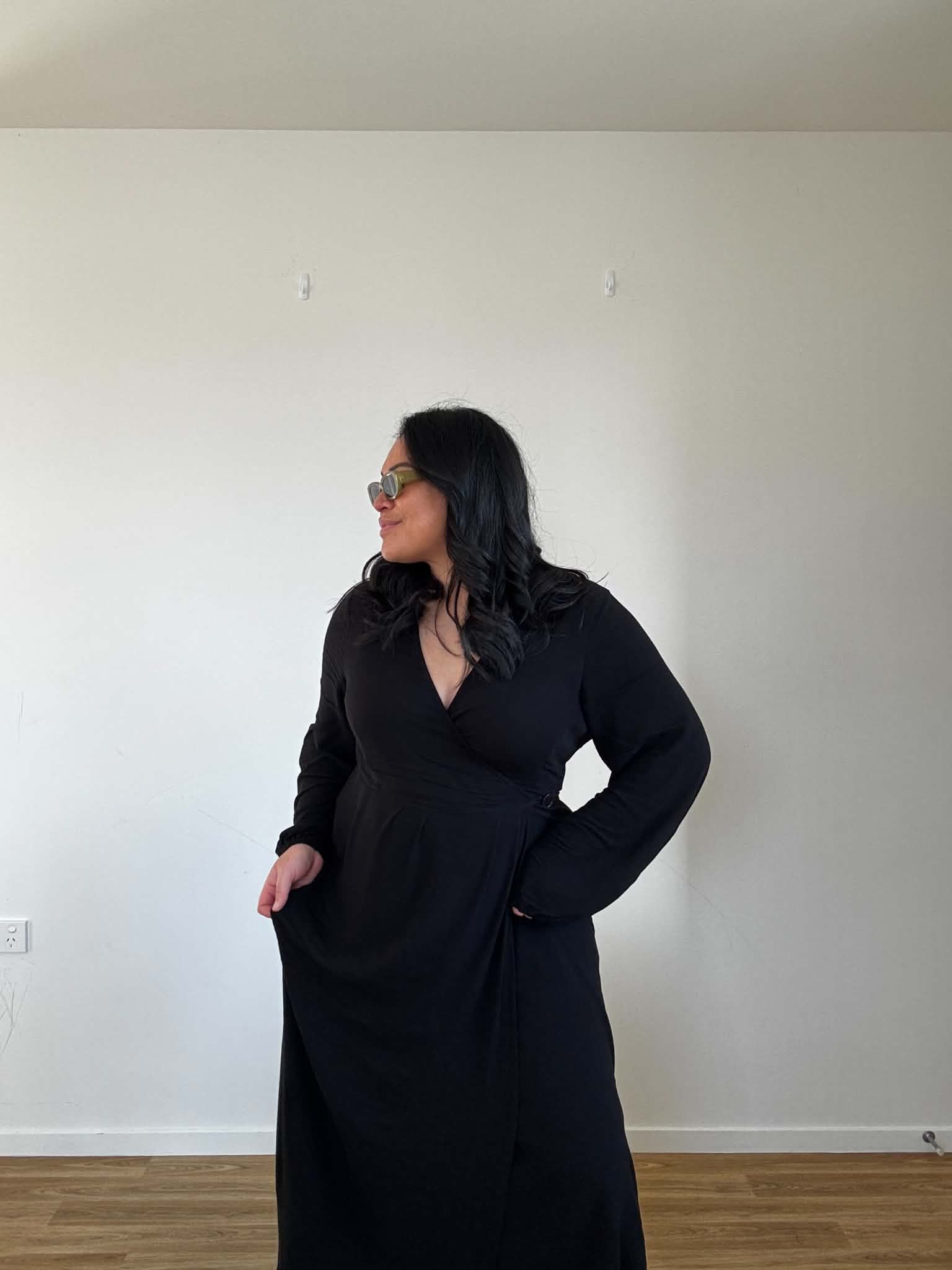 Stella & Gemma Black Wrap Dress (Size 16)