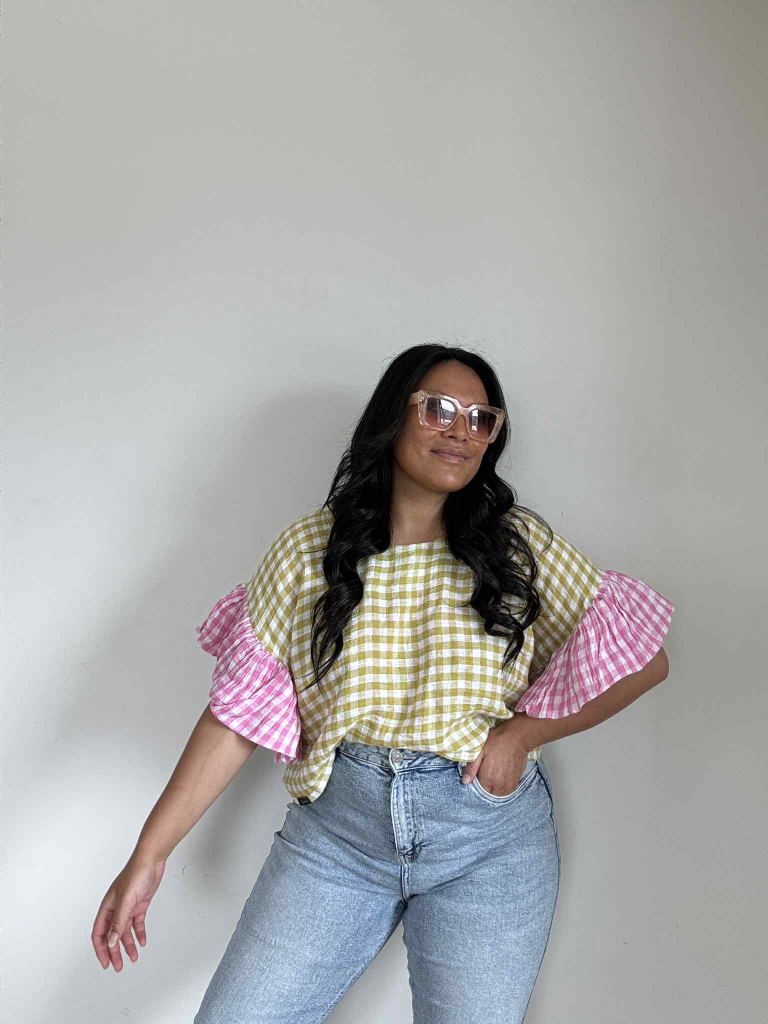 Handmade Gingham Top (Size 16 - 18)