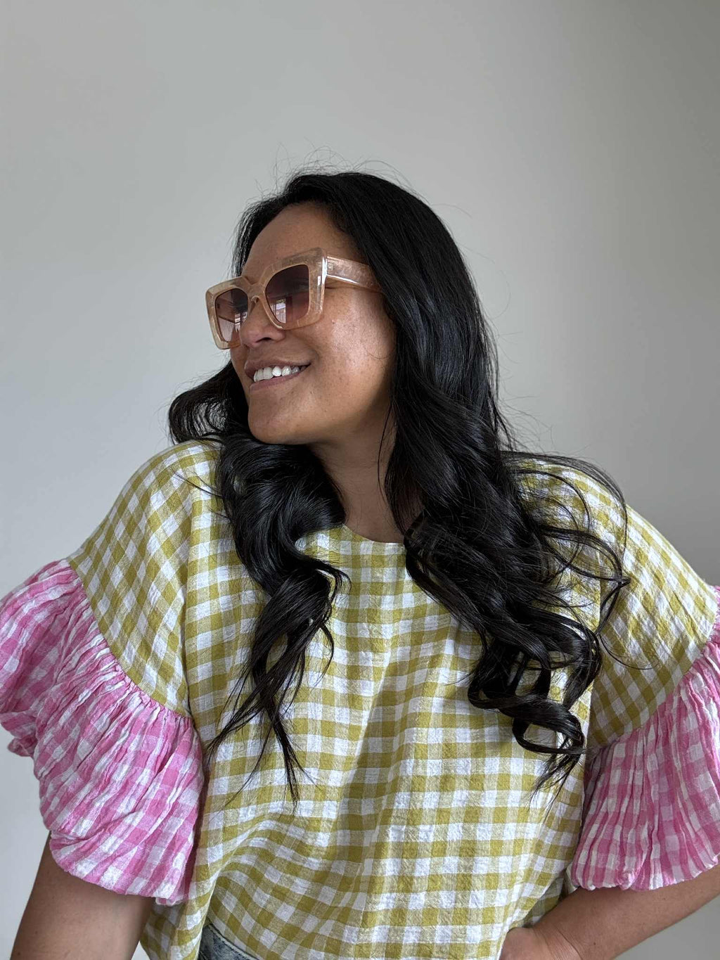 Handmade Gingham Top (Size 16 - 18)