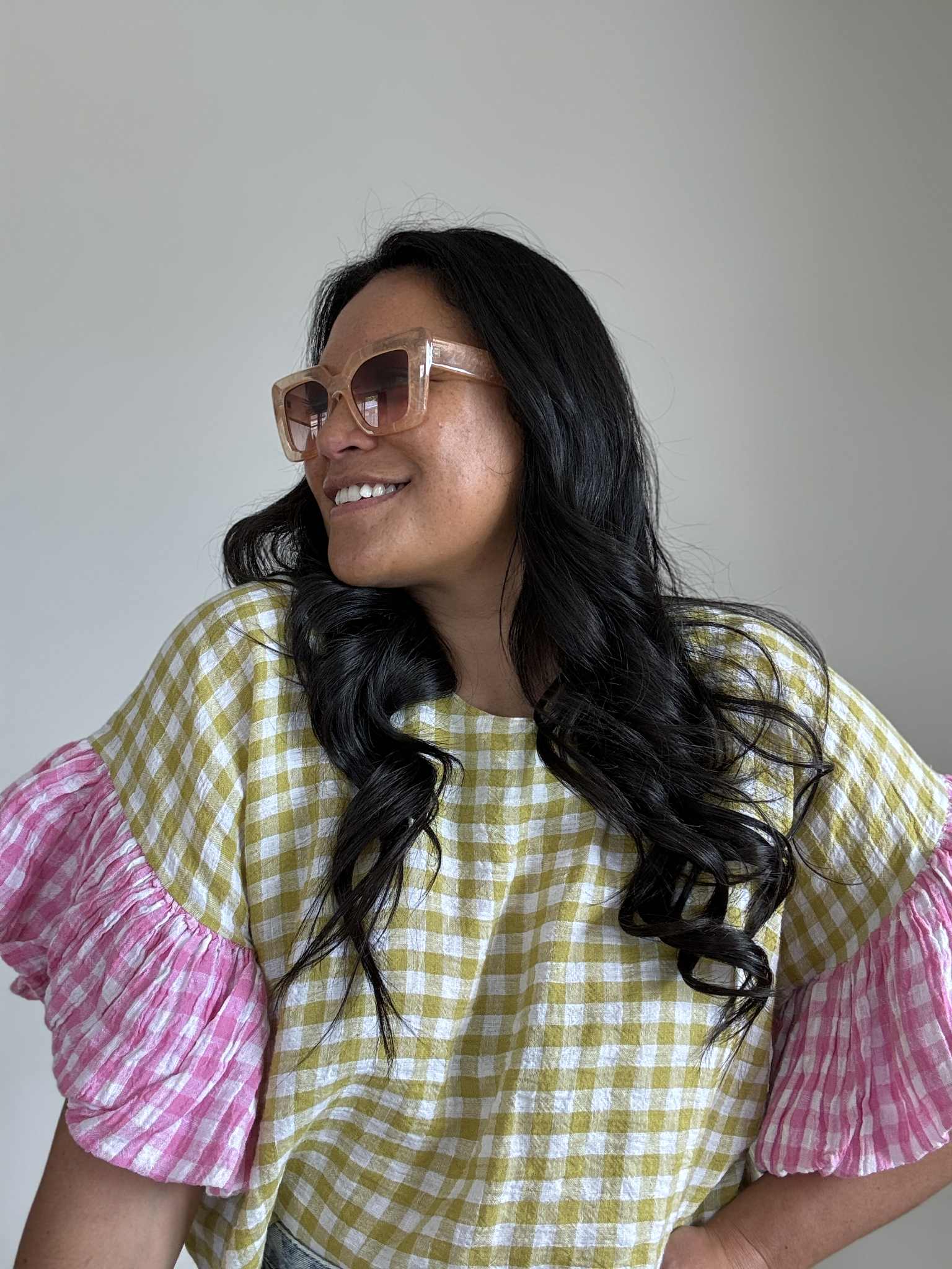 Handmade Gingham Top (Size 16 - 18)