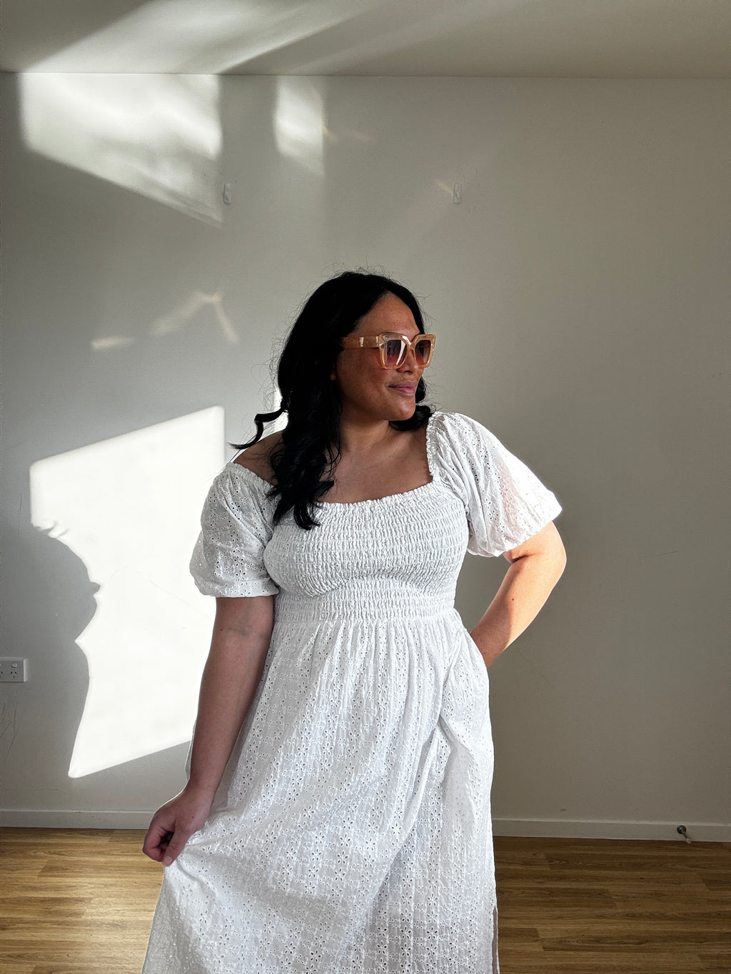 Addison Puff Sleeve Midi Dress (Size 16)