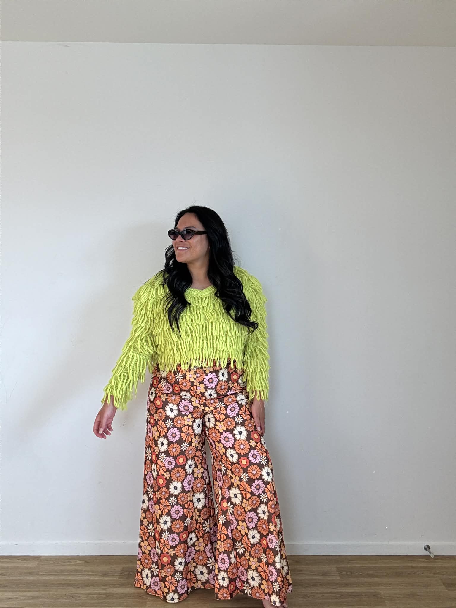 Romwe Floral Bell Bottom Pant (Size 14-16)