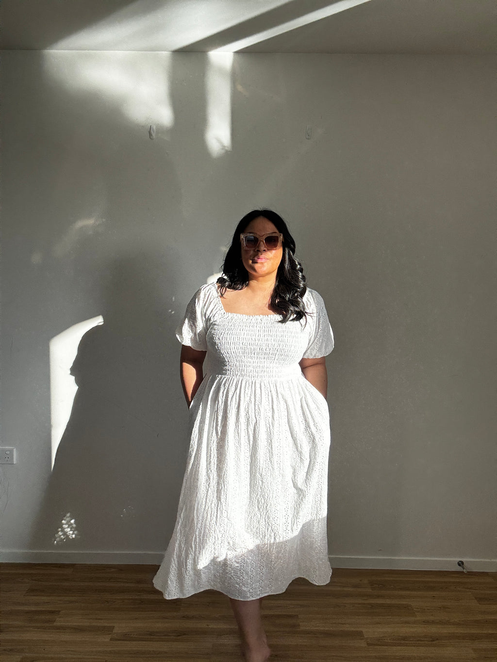 Addison Puff Sleeve Midi Dress (Size 16)