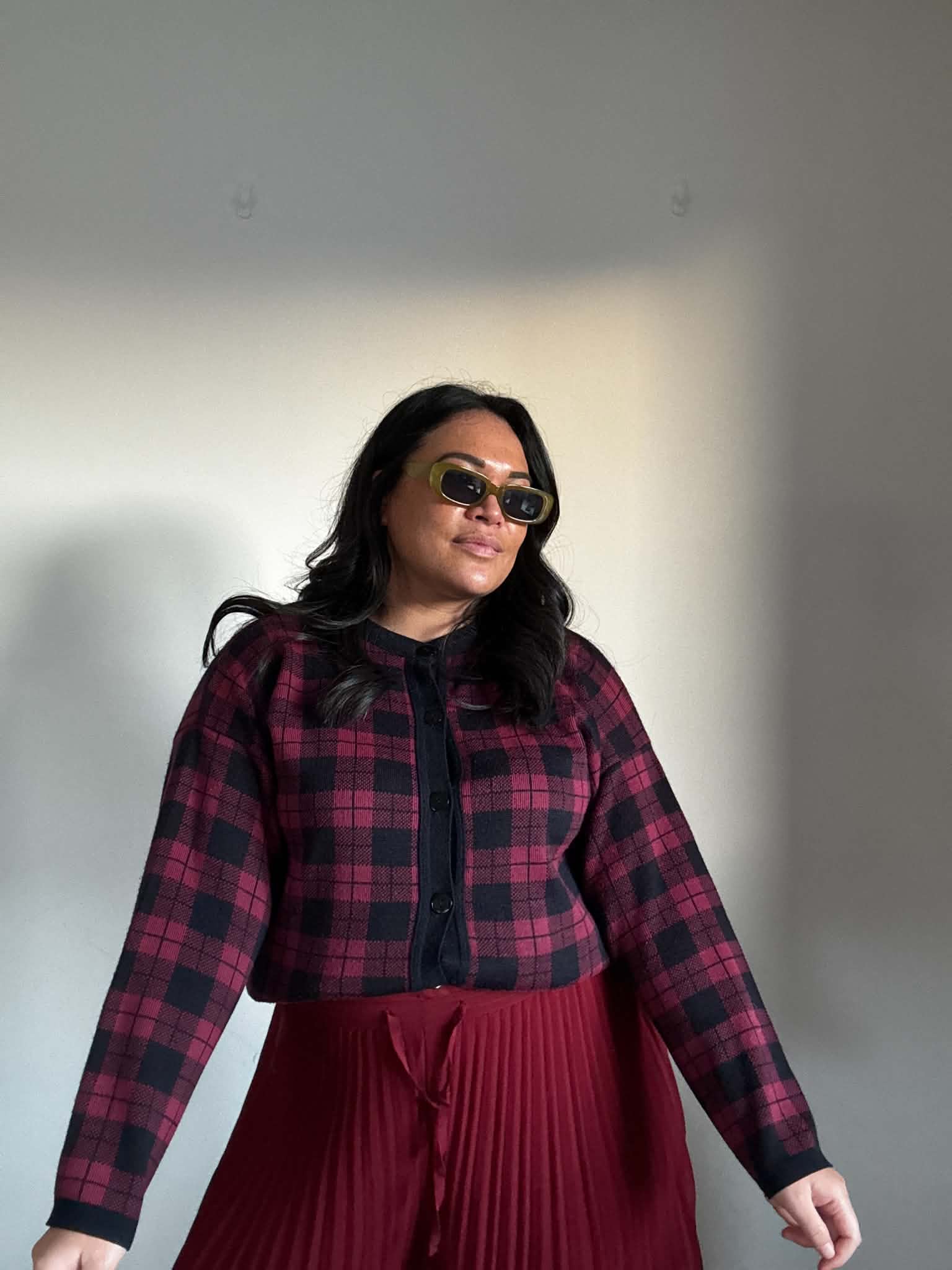 Styleknit Check Cardigan (Size 12 - 16)*