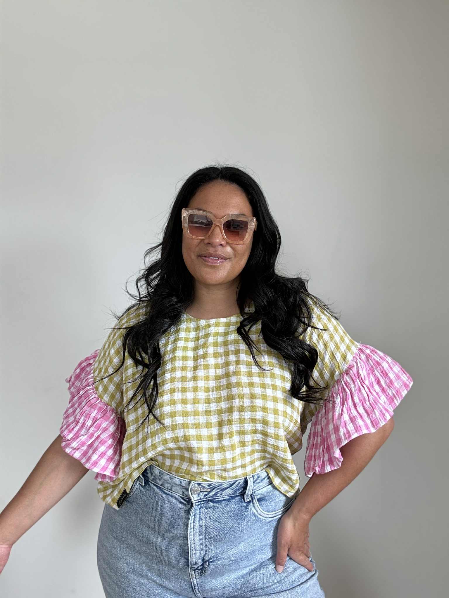 Handmade Gingham Top (Size 16 - 18)