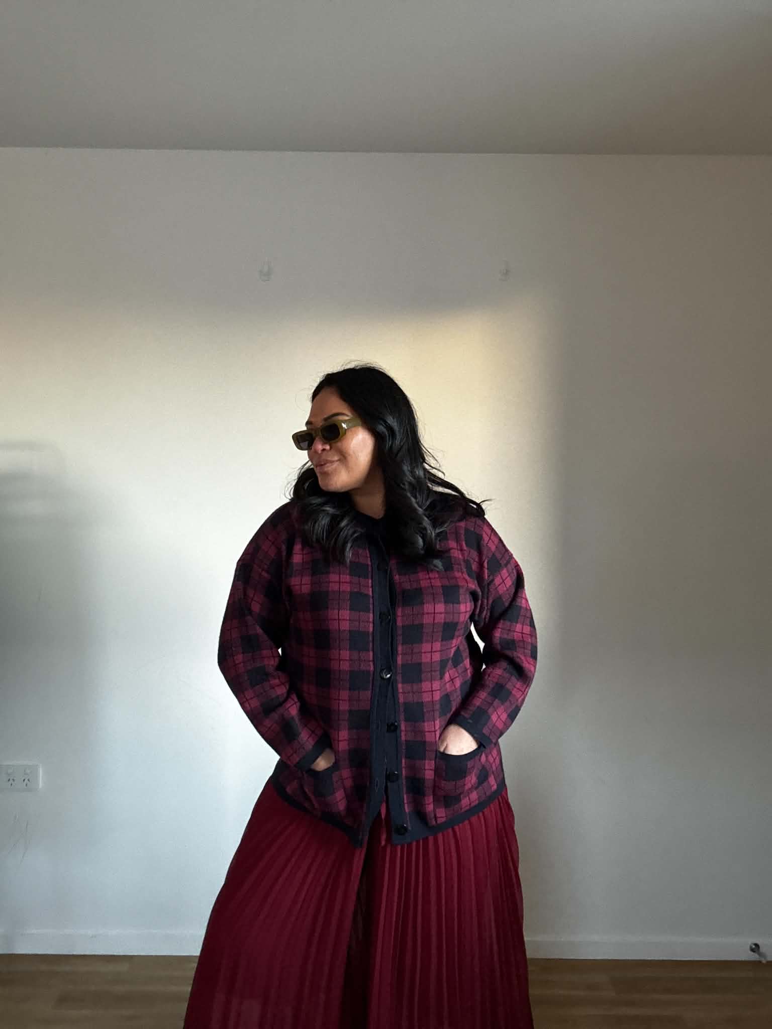 Styleknit Check Cardigan (Size 12 - 16)*