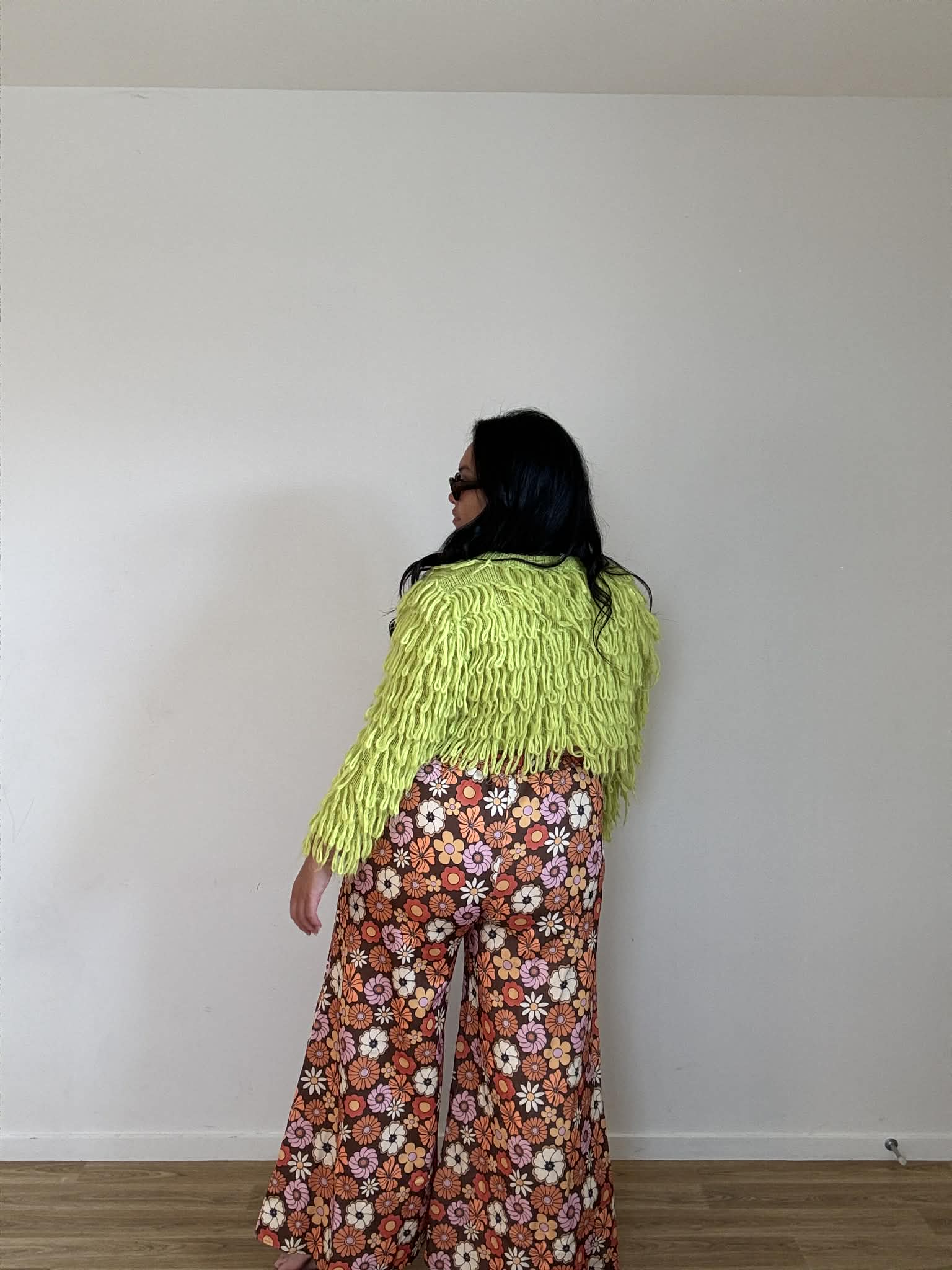 Romwe Floral Bell Bottom Pant (Size 14-16)