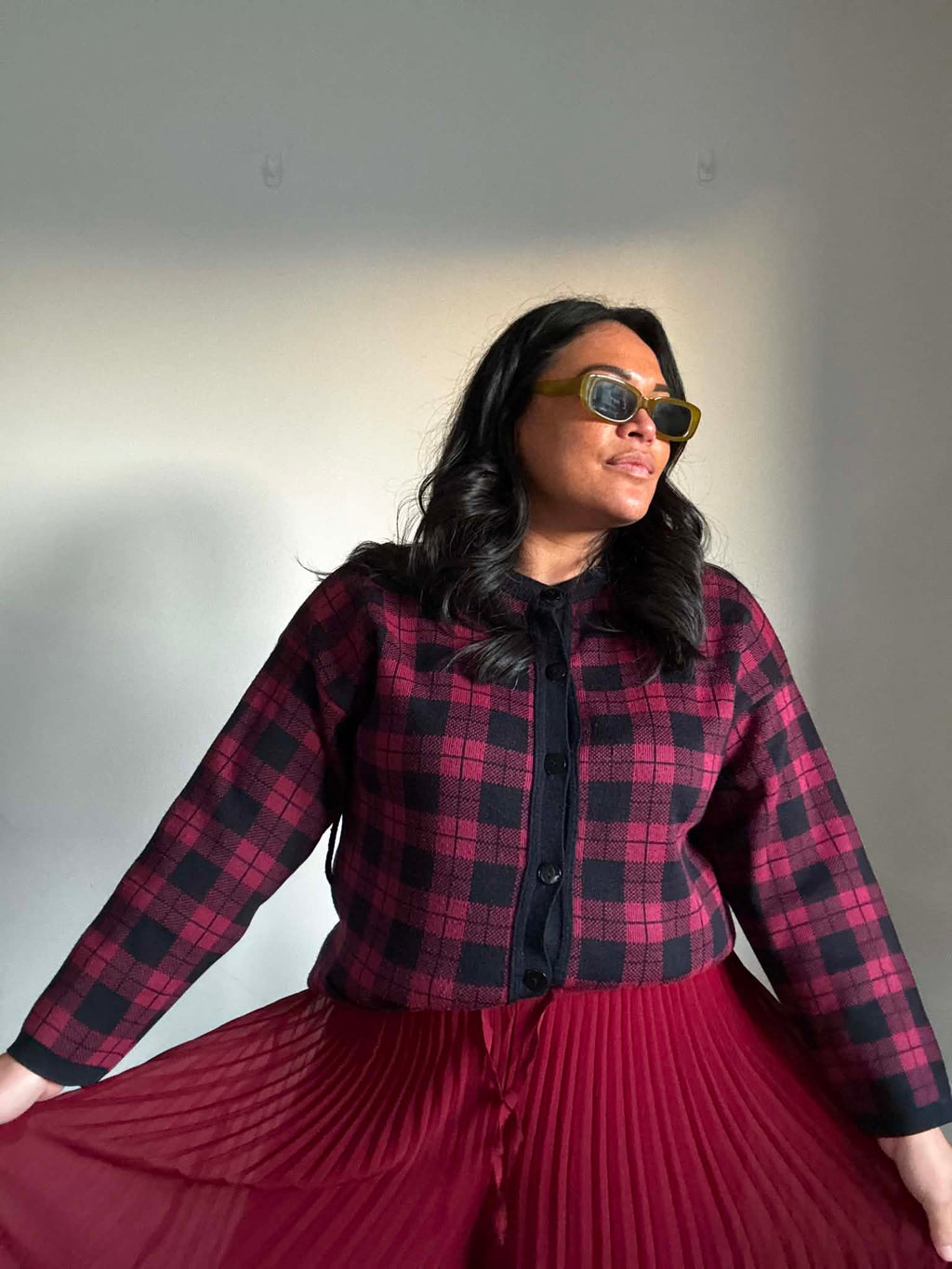 Styleknit Check Cardigan (Size 12 - 16)*