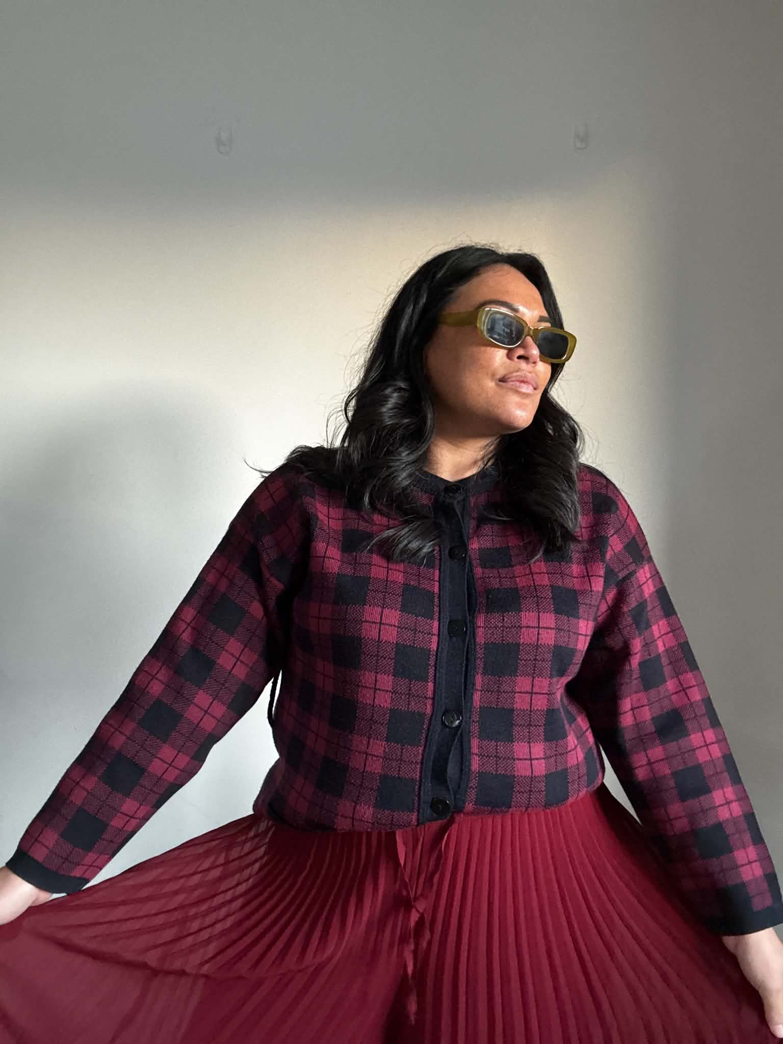 Styleknit Check Cardigan (Size 12 - 16)*
